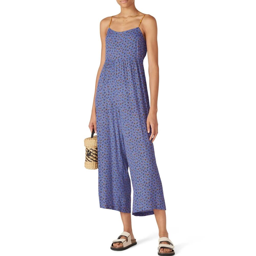 Blue Yellow Madewell Calico Floral Sunflower Cami Jumpsuit 6